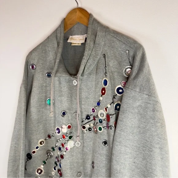 Vintage With Love Designs Inc. Embellished Gray Cardigan - Size Medium Large - Picture 4 of 12